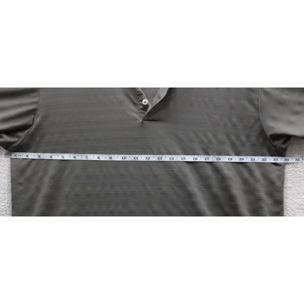 Adidas Golf Mens Polo Shirt‎ Gray Stripe Short Sleeve Performance Size L